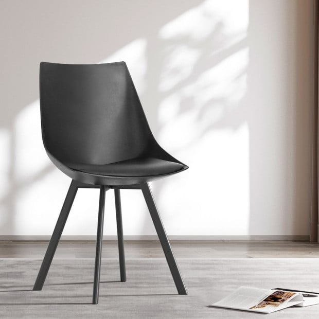 2x Lylette Dining Chairs Cafe Chairs Pu Leather Padded Seat Black Image 9