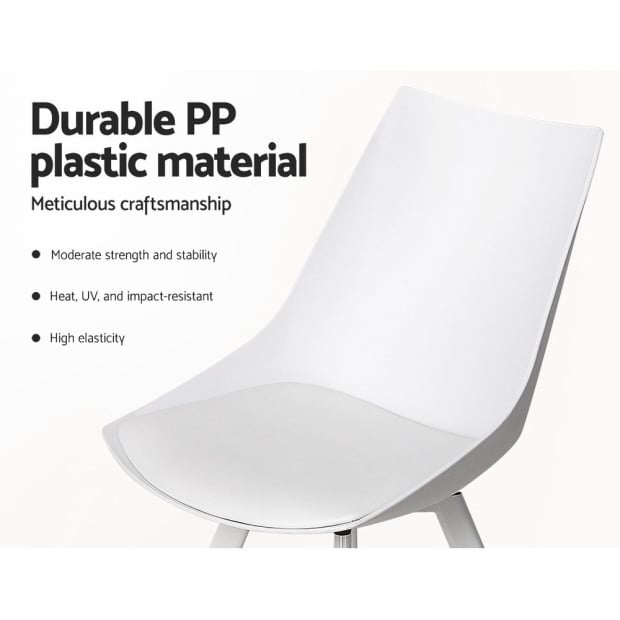 Set Of 2 Dining Chairs Cafe Chairs Pu Leather Padded Seat White Image 11