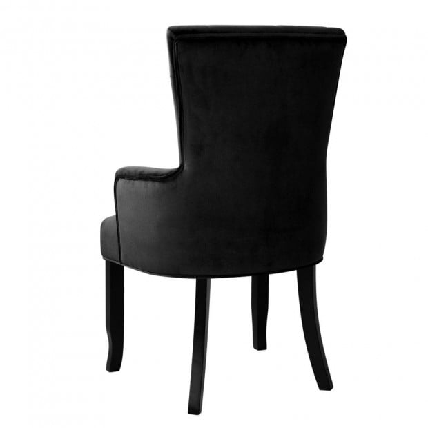 Dining Chairs French Provincial Chair Velvet Fabric Timber Retro Black Image 3