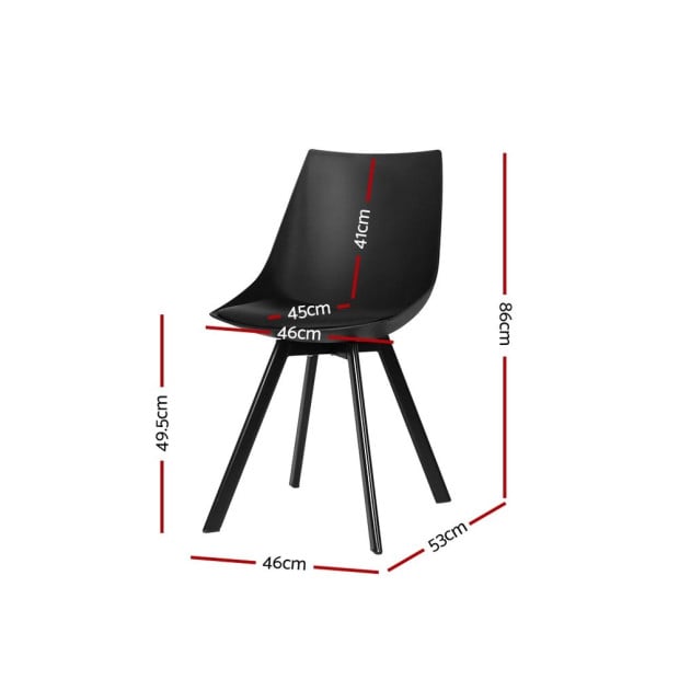 2x Lylette Dining Chairs Cafe Chairs Pu Leather Padded Seat Black Image 2