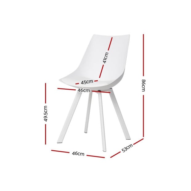 Set Of 2 Dining Chairs Cafe Chairs Pu Leather Padded Seat White Image 2