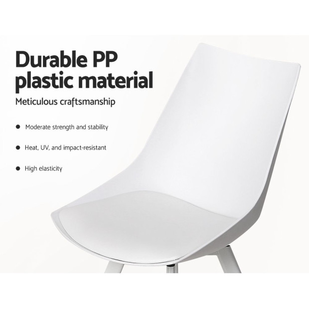 Set Of 2 Dining Chairs Cafe Chairs Pu Leather Padded Seat White Image 6