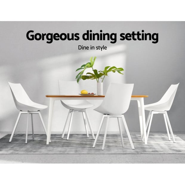 Set Of 2 Dining Chairs Cafe Chairs Pu Leather Padded Seat White Image 8