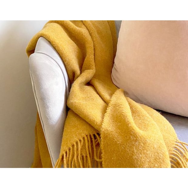 Throw - 100% NZ Wool - Mustard Image 2