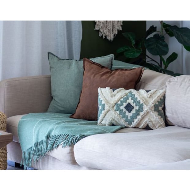 Throw - 100% NZ Wool - Sage Striped Image 2