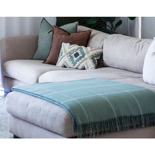 Throw - 100% NZ Wool - Sage Striped Image 3