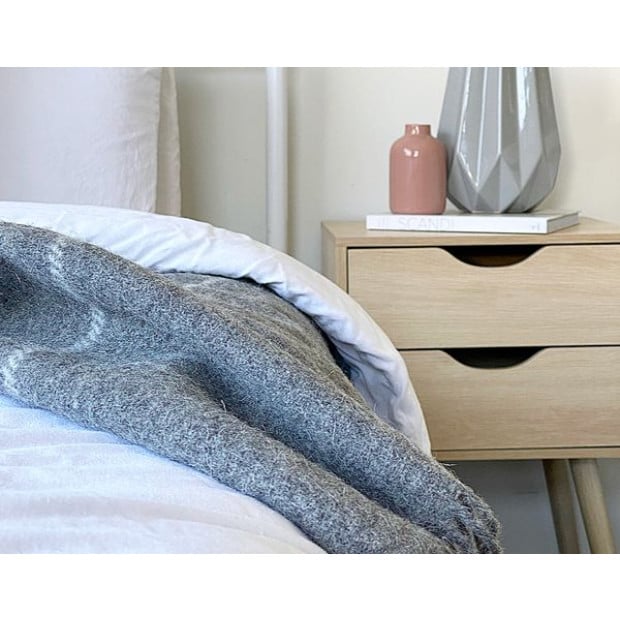 Throw - 100% NZ Wool - Grey Striped Image 2
