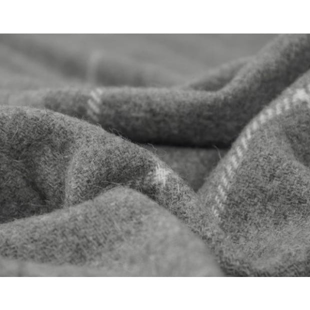 Throw - 100% NZ Wool - Grey Striped Image 3
