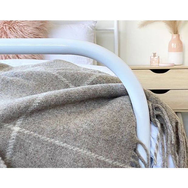 Throw - 100% NZ Wool - Beige Striped Image 2