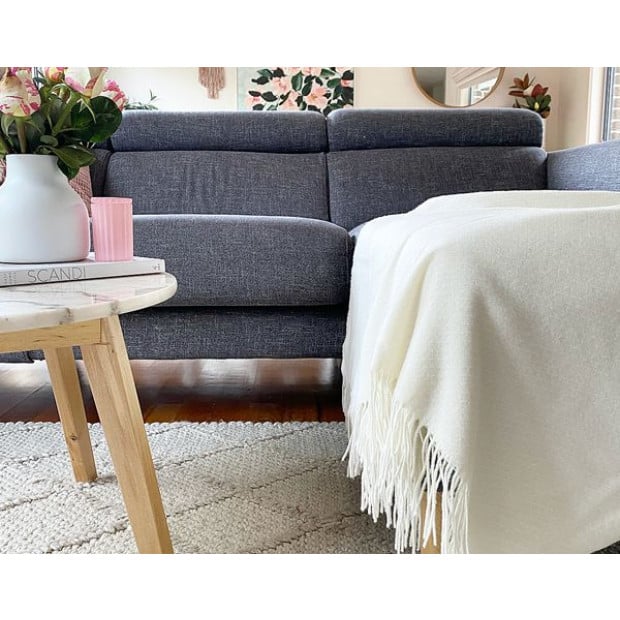 Throw - Merino Wool/Cashmere - Ivory Image 2