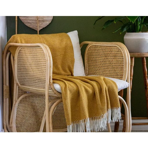Hampton Throw - Merino Wool Blend - Mustard Image 2