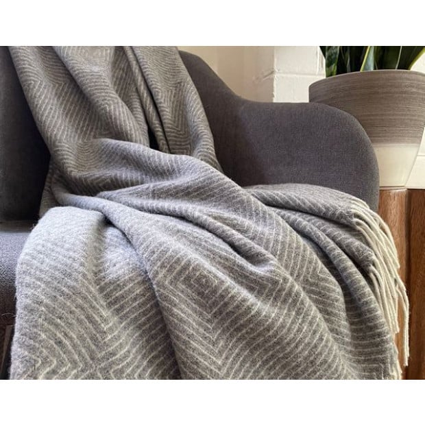 Hampton Throw - Merino Wool Blend - Light Grey Image 2