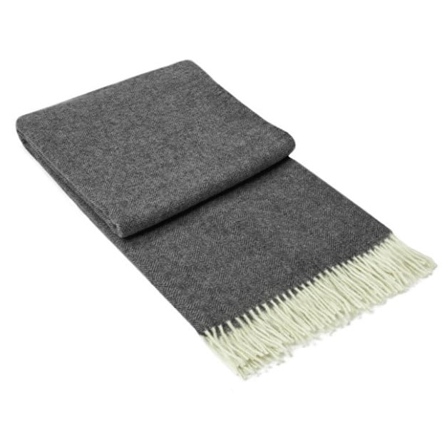 Hampton Throw - Merino Wool Blend - Dark Grey