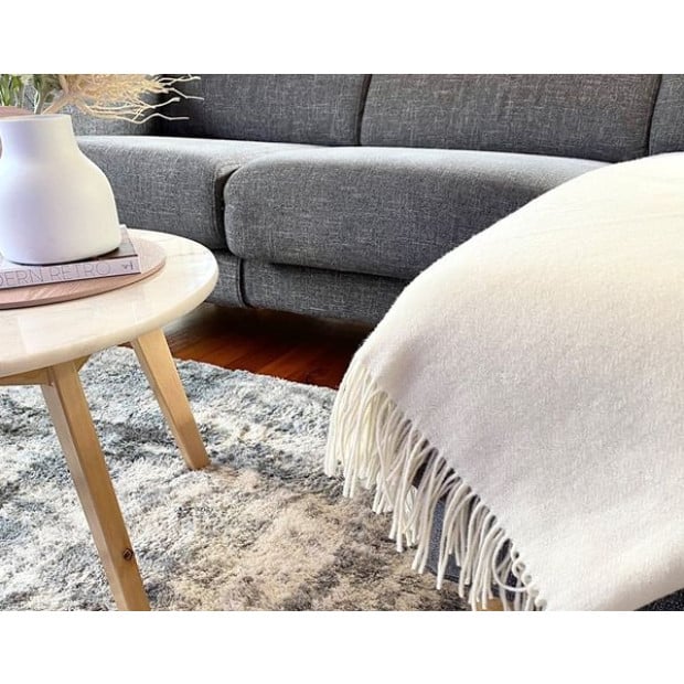 Throw - 10% Cashmere/ 90% Super Fine Merino Wool - Ivory Image 3
