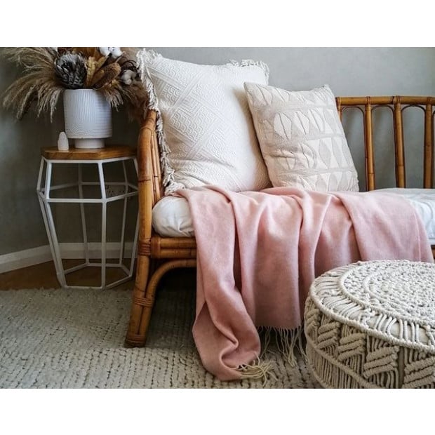 Throw - 10% Cashmere/ 90% Super Fine Merino Wool - Blush Image 2
