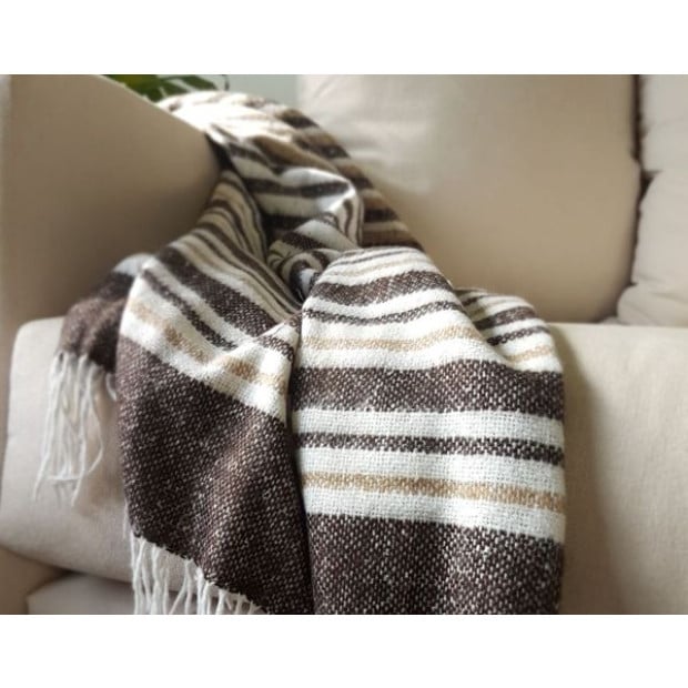 Throw - Reclaimed Wool Blend - Tan Image 2
