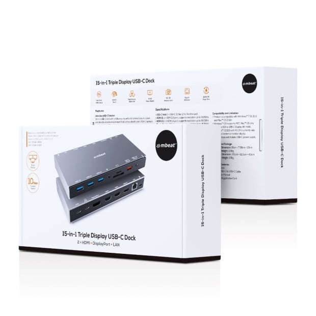 15-in-1 Triple Display USB-C Dock 2x Hdmi & 1x Display Port Image 8