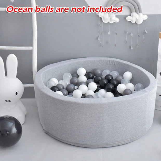 90x30cm Ocean Ball Play Pit Soft Baby Kids Foam Pool Child Grey Image 2