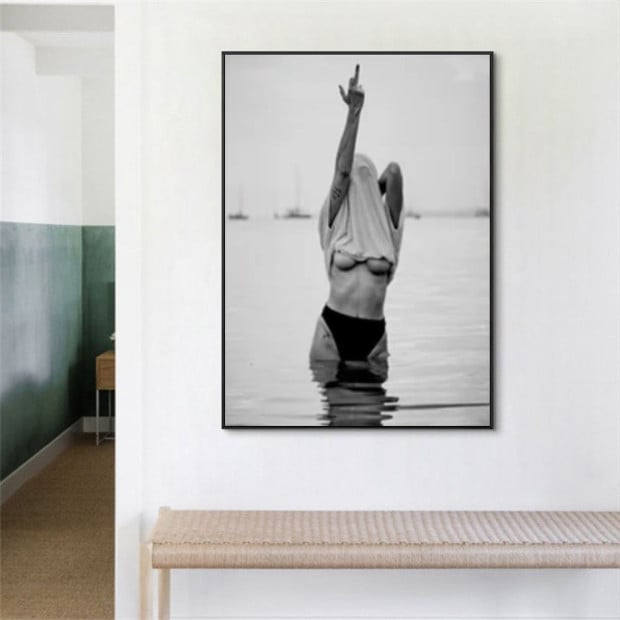 70cmx100cm Feminist Print Black Frame Canvas Wall Art Image 2