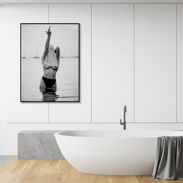 70cmx100cm Feminist Print Black Frame Canvas Wall Art Image 3