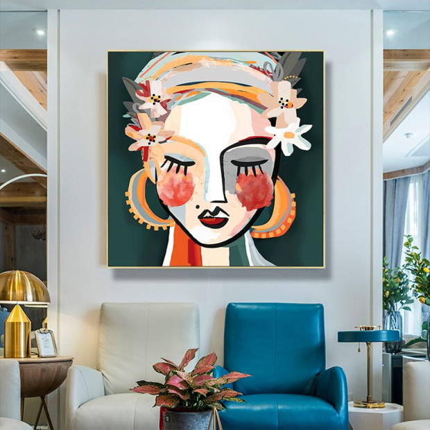 50cmx50cm Sophie Ii Gold Frame Canvas Wall Art Image 2