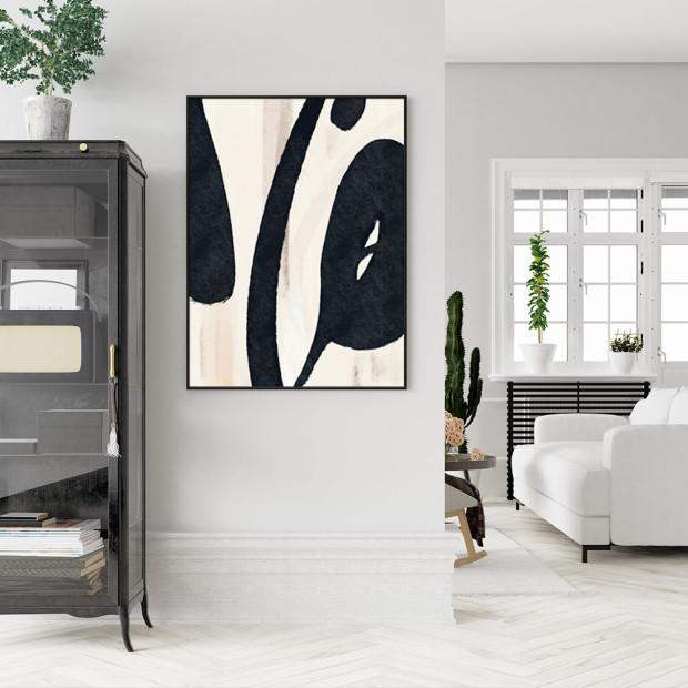 50cmx70cm Black Ink Black Frame Canvas Wall Art Image 2