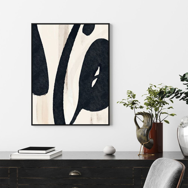 50cmx70cm Black Ink Black Frame Canvas Wall Art Image 4