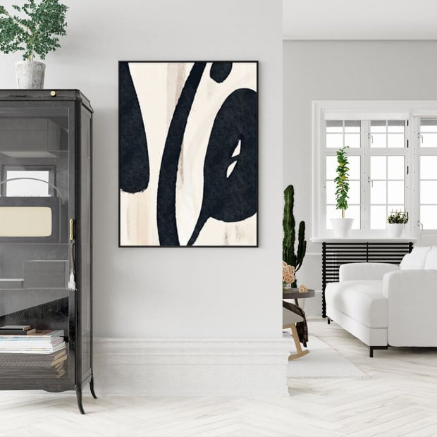 60cmx90cm Black Ink Black Frame Canvas Wall Art Image 2