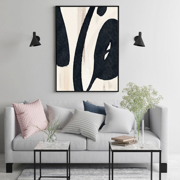 60cmx90cm Black Ink Black Frame Canvas Wall Art Image 3