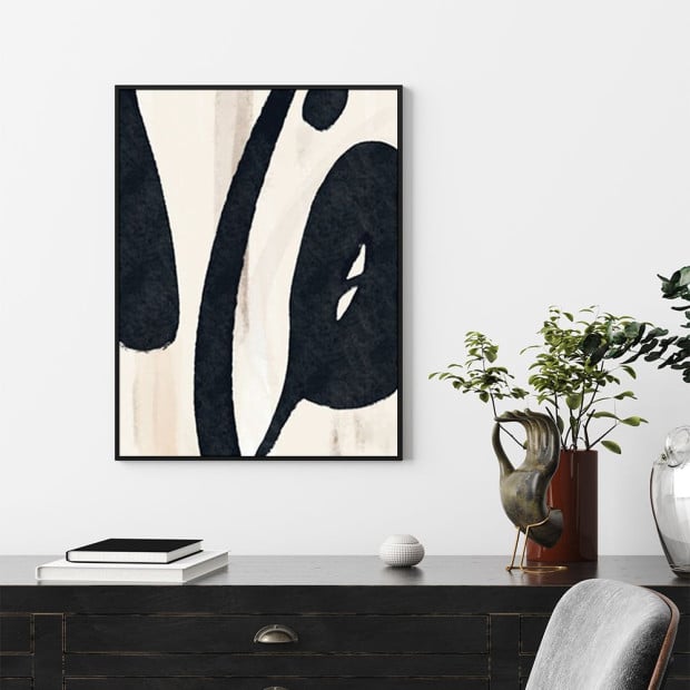60cmx90cm Black Ink Black Frame Canvas Wall Art Image 4