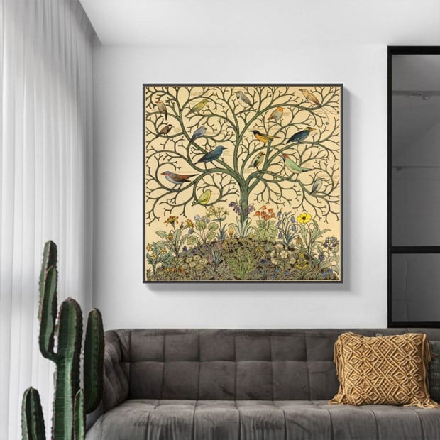 70cmx70cm Tree Of Life Black Frame Canvas Wall Art Image 2
