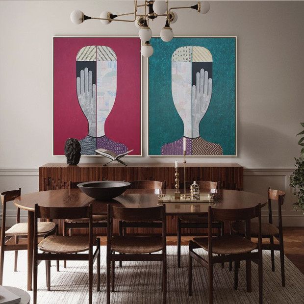 50cmx70cm Abstract Man And Woman 2 Sets Gold Frame Canvas Wall Art Image 2