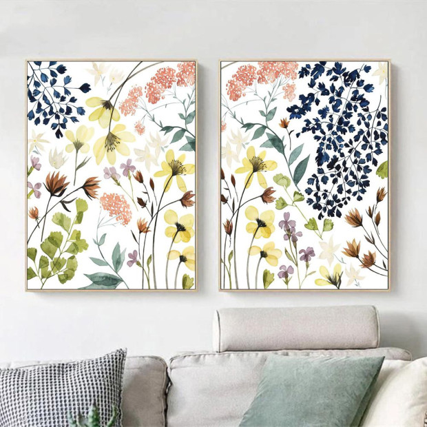 60cmx90cm Flower Composition 2 Sets Gold Frame Canvas Wall Art Image 3