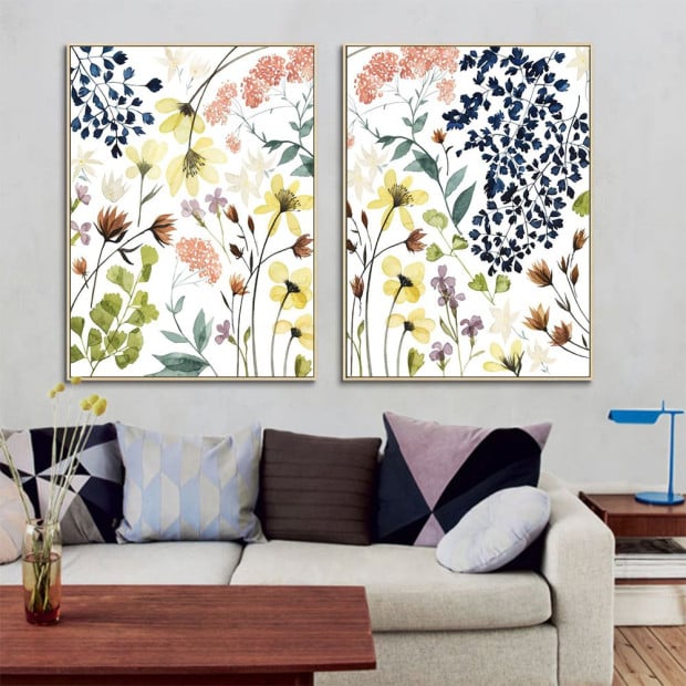 70cmx100cm Flower Composition 2 Sets Gold Frame Canvas Wall Art Image 2