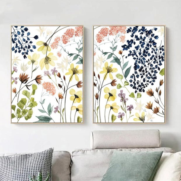 70cmx100cm Flower Composition 2 Sets Gold Frame Canvas Wall Art Image 3