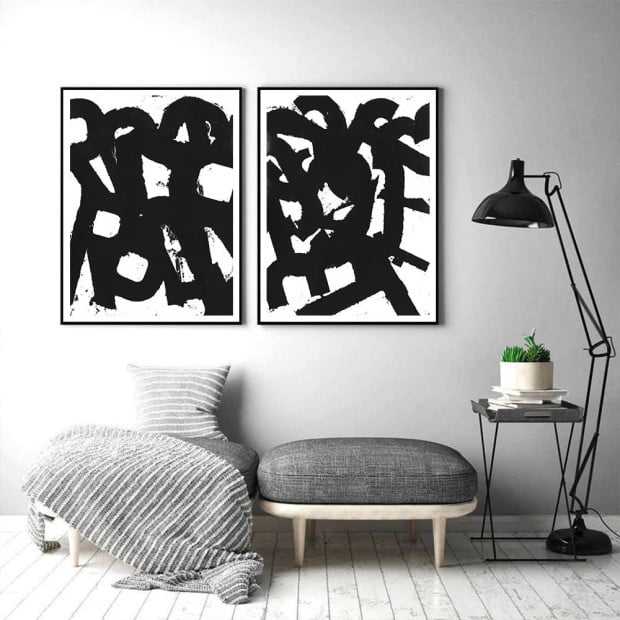 50cmx70cm Rock N Roll 2 Sets Black Frame Canvas Wall Art Image 2