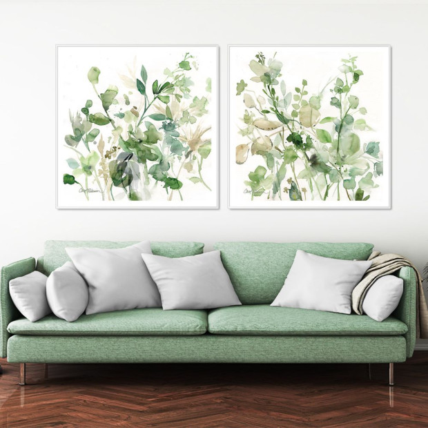 70cmx70cm Sage Garden By Carol Robinson 2 Sets White Frame Canvas Art Image 2