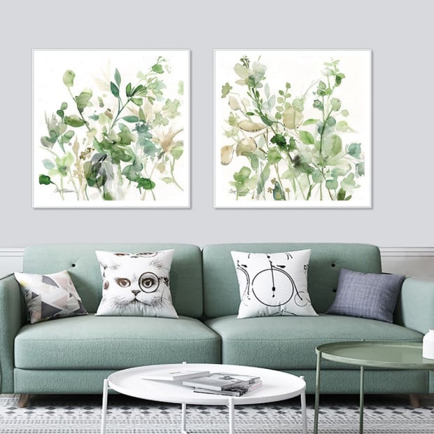 70cmx70cm Sage Garden By Carol Robinson 2 Sets White Frame Canvas Art Image 3