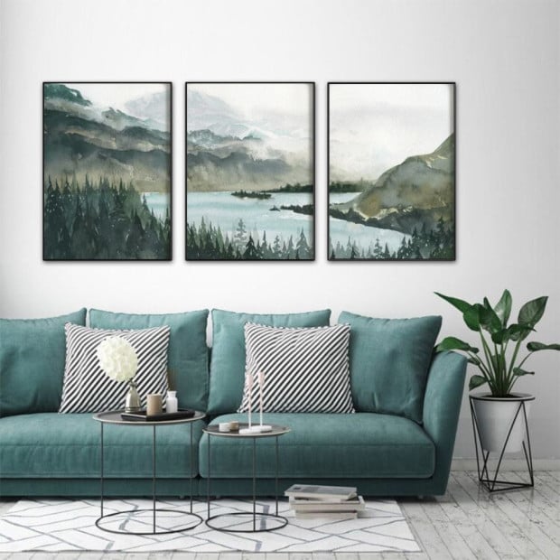 50cmx70cm Landscape 3 Sets Black Frame Canvas Wall Art Image 3