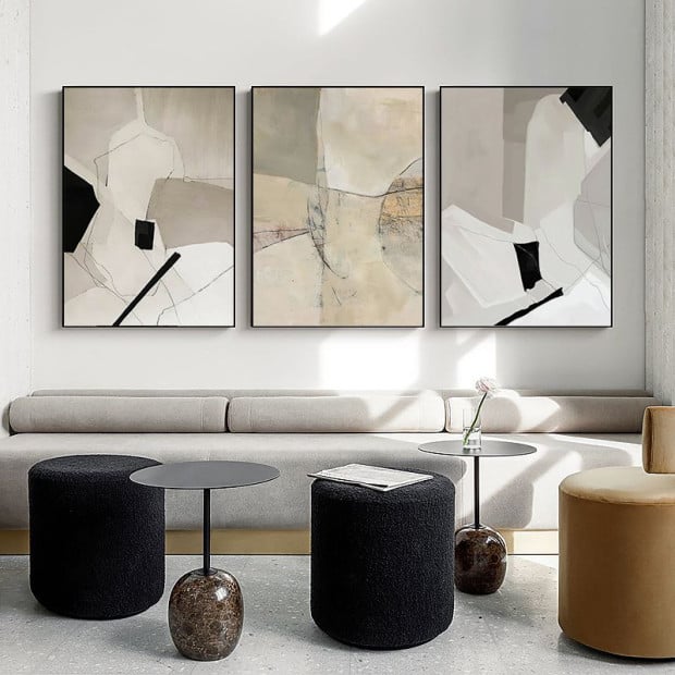 40cmx60cm Modern Abstract 3 Sets Black Frame Canvas Wall Art Image 2
