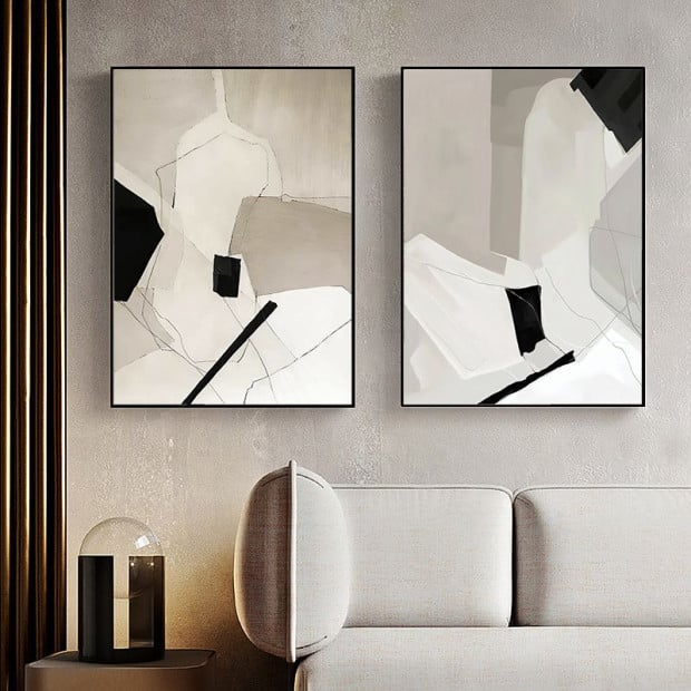 50cmx70cm Modern Abstract 3 Sets Black Frame Canvas Wall Art Image 3