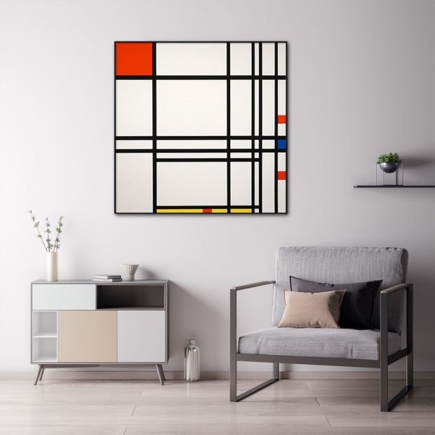 50cmx50cm Abstract Art By Piet Mondrian Black Frame Canvas Wall Art Image 2