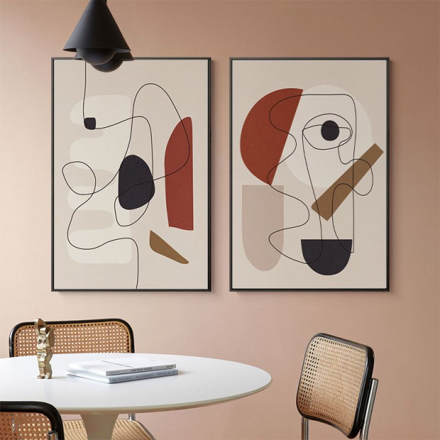 40cmx60cm Abstract Line Art 3 Sets Black Frame Canvas Wall Art Image 4