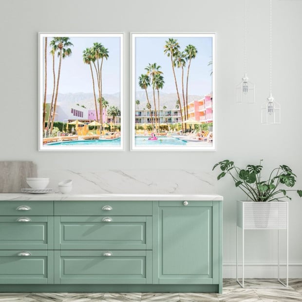 70cmx100cm Saguaro Hotel 2 Sets White Frame Canvas Wall Art Image 2