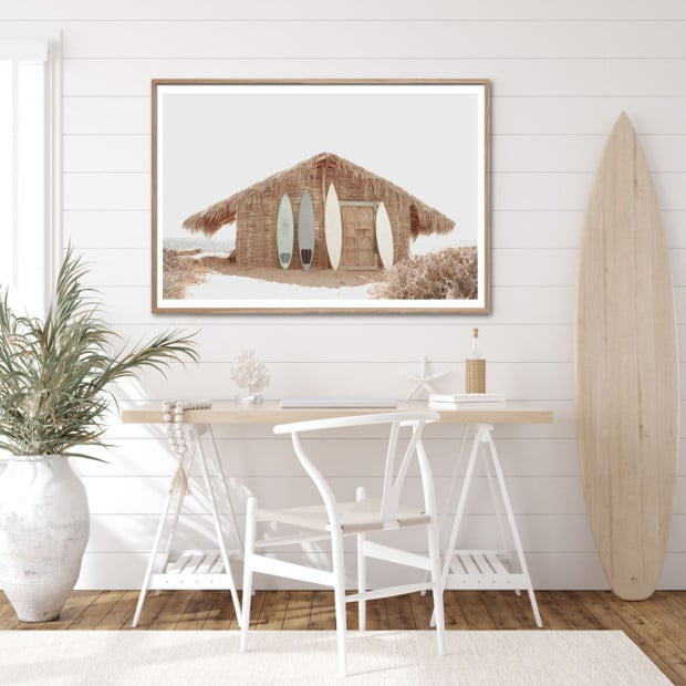 60cmx90cm Surf Cabin Wood Frame Canvas Wall Art Image 2