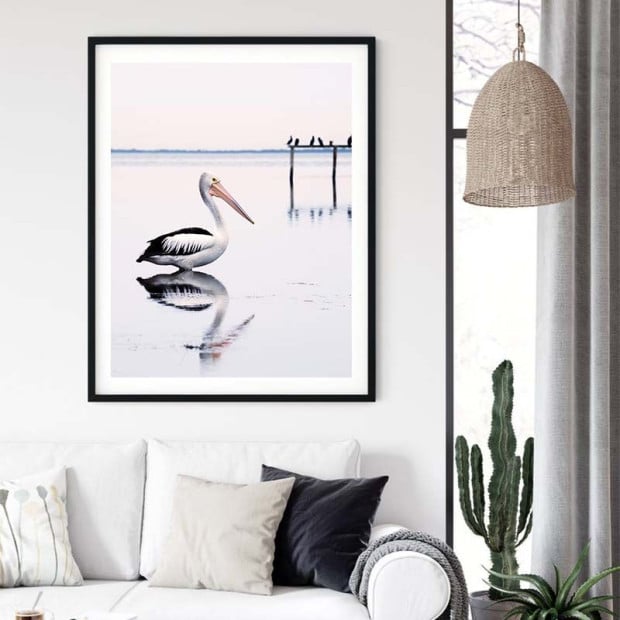 60cmx90cm Pelican Black Frame Canvas Wall Art Image 2