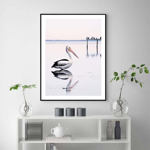 60cmx90cm Pelican Black Frame Canvas Wall Art Image 4