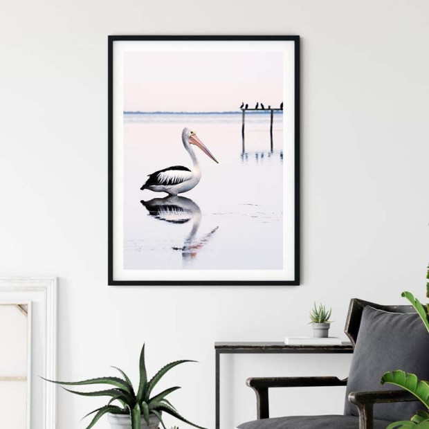 70cmx100cm Pelican Black Frame Canvas Wall Art Image 3