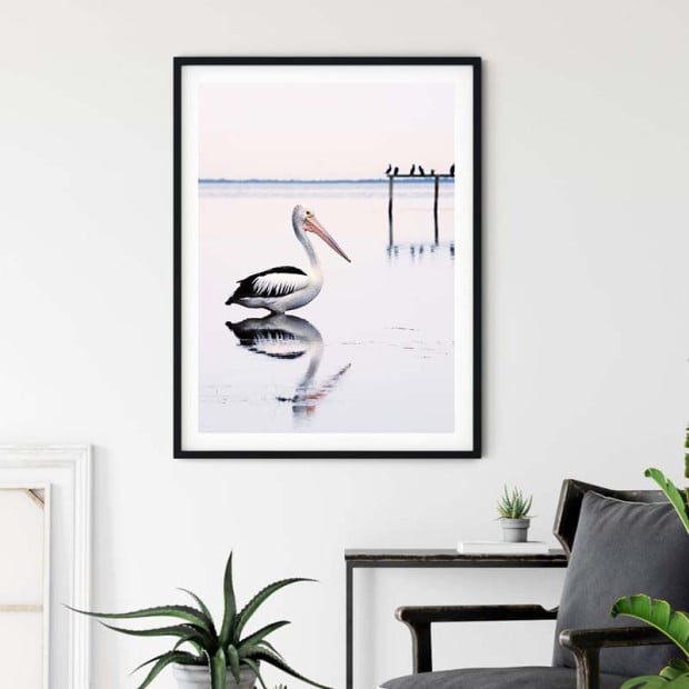 80cmx120cm Pelican Black Frame Canvas Wall Art Image 3