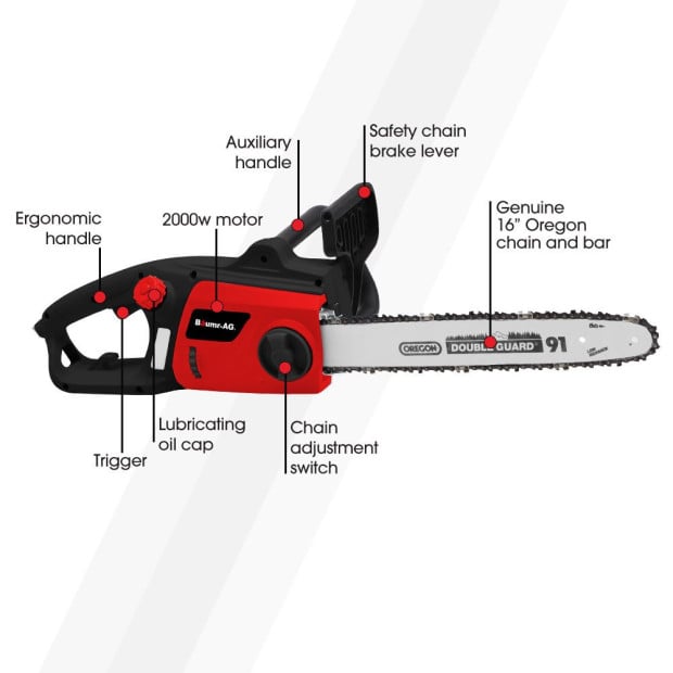 2000W Electric Chainsaw, 16 Inch Oregon Bar And Chain Image 7